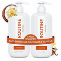 Routine Wellness Anti-Thinning Shampoo for Thinning Hair - Biotin DHT Blocker Women & Men - Color Safe Shampoo for Hair Loss & Healthy Hair - Coconut & Vanilla 14oz (Pack of 2)