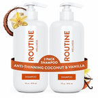 Routine Wellness Anti-Thinning Shampoo for Thinning Hair - Biotin DHT Blocker Women & Men - Color Safe Shampoo for Hair Loss & Healthy Hair - Coconut & Vanilla 14oz (Pack of 2)