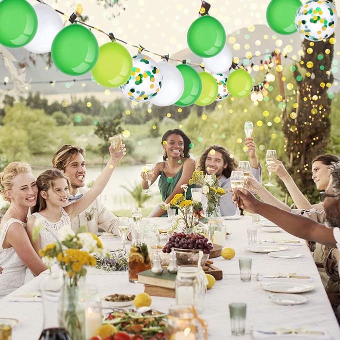 KBZVNAF Green White Latex Party Balloons - Image 6