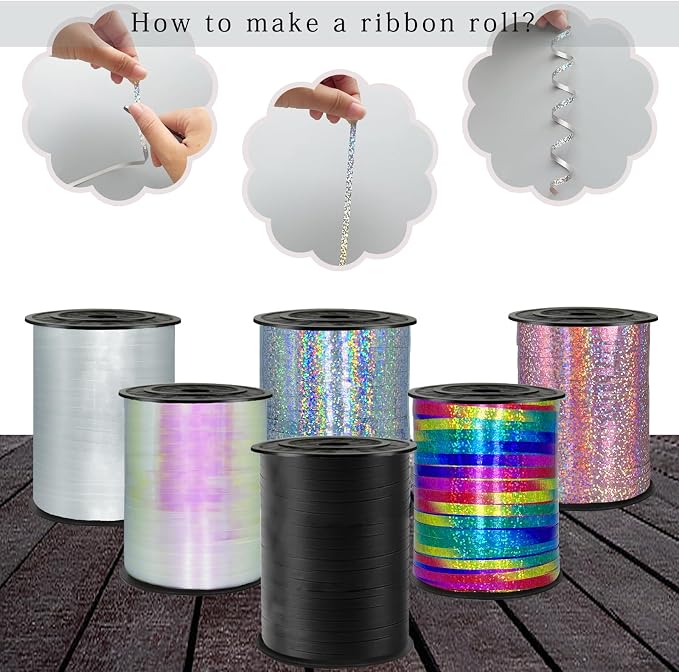 500 Yards Sliver Laser Curling Ribbon, 1/5" Holographic Curly Ribbons, Curling - Image 5
