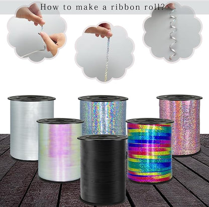 500 Yards Sliver Laser Curling Ribbon, 1/5" Holographic Curly Ribbons, Curling - Image 5