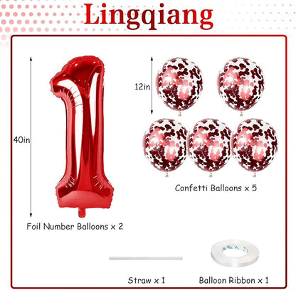 12th Birthday Balloons for Boys Girls, 40 Red Foil Number 12 Balloons - Image 2