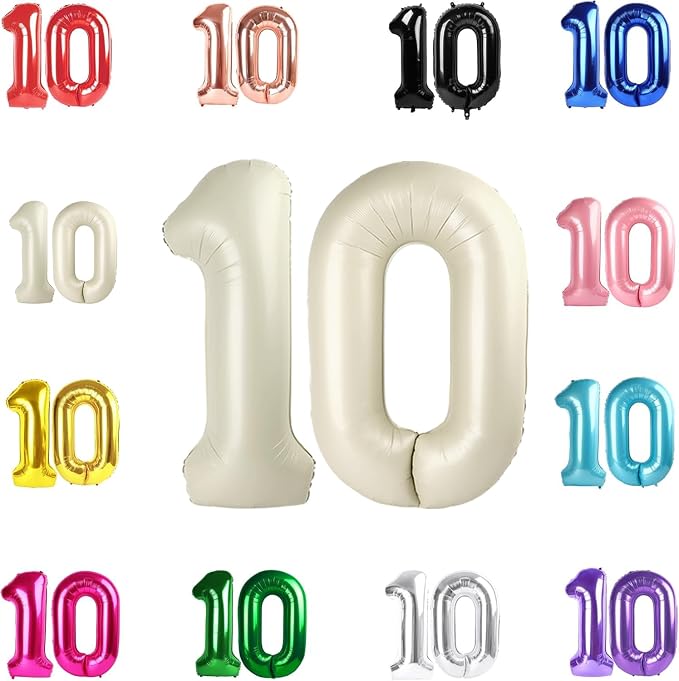 Cream Number 10 Balloon 40 Inch by IWERP