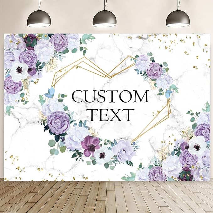 AIBIIN 7x5ft Custom Mr and Mrs Violet Wedding Backdrop by AIBIIN