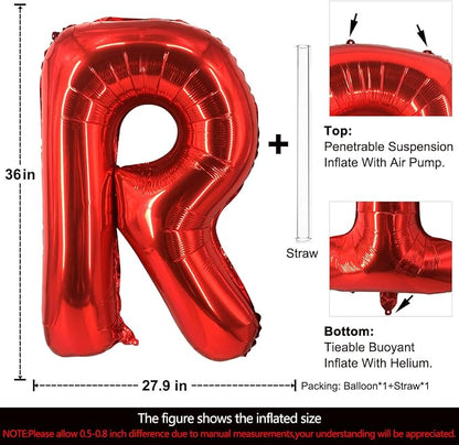 Lovoir 40 Inch Large Red Letter R Balloons Big Size Jumbo Mylar Foil Helium - Image 2