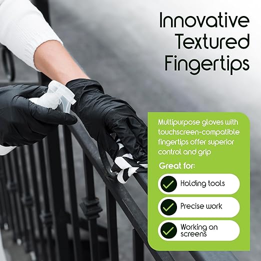 Inspire Case of 1000 Nitrile Gloves | THE ORIGINAL Quality Black Disposable Glove Latex Free | 4.5 Medical Cooking Cleaning Mechanic (Black Size Extra Large)