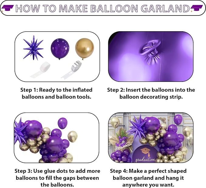 Purple and Gold Balloons Arch Kit, Dark Purple Gold Balloons Garland - Image 5