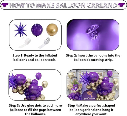 Purple and Gold Balloons Arch Kit, Dark Purple Gold Balloons Garland - Image 5