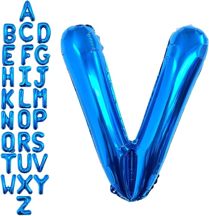 40 Inch Blue Letter V Balloons, DIY Phrase Foil Alphabet Letter V Balloons DIY by LHOAVWE