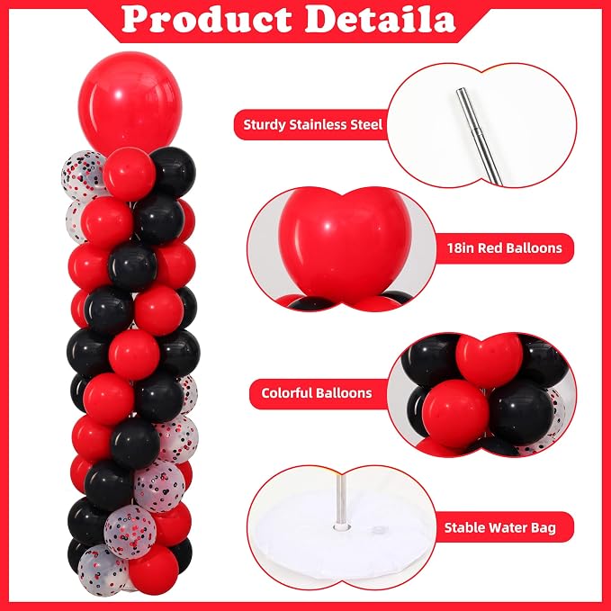 Red and Black Balloon Column Stand Kit Set of 2 - Image 4