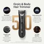 MANSCAPED® The Lawn Mower® 5.0 Ultra Groin & Body Hair Trimmer – Dual-Head SkinSafe® Trimmer & Foil Blades, Waterproof Wet/Dry Groomer, USB-C Rechargeable with Travel Case, Men’s Ball Shaver, Black
