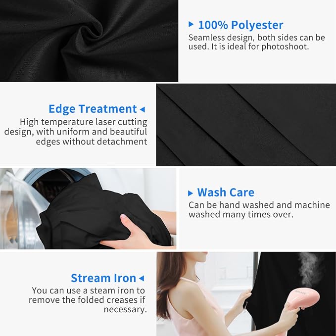 Hemmotop Black Backdrop Background Curtain 5x7 ft | Polyester, Drapes Well - Image 3