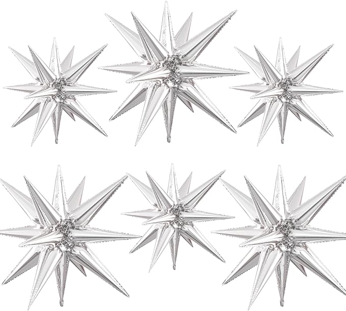 Silver Star Balloons, 22/27 Inch Silver Star Foil Balloons, Aluminum Foil by Paready