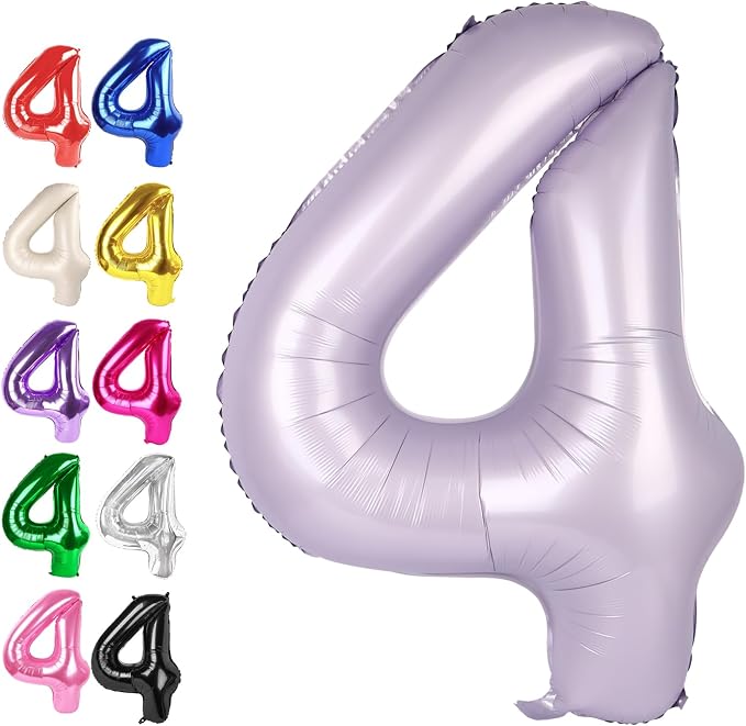 Lilac Number 4 Balloon 40 inch, Lavender Birthday Party Balloons Decorations | by Upgesy
