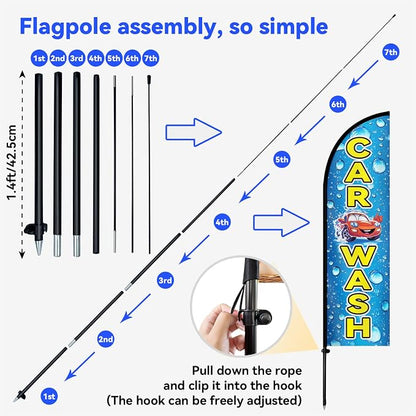 1PC Double Sided Car Wash Feather Flag - Image 7