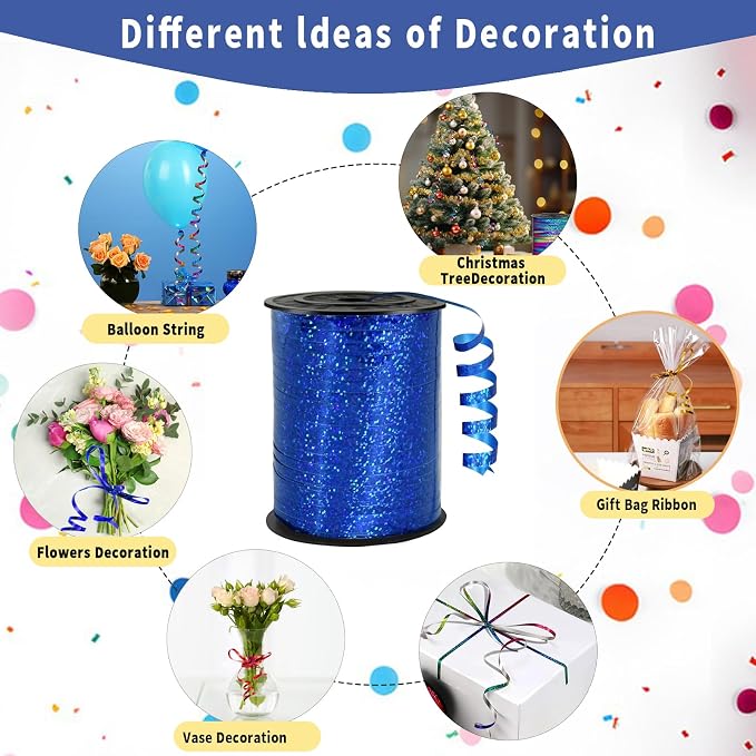 500 Yards Blue PVC Curling Ribbon, 5mm Width, Crafts and Celebrations - Image 5