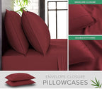 King Pillowcases by Pure Bamboo, Genuine 100% Organic Viscose Derived from Bamboo, Luxuriously Soft & Cooling, Double Stitching, Envelope Closure (2 King Pillowcases, Merlot)