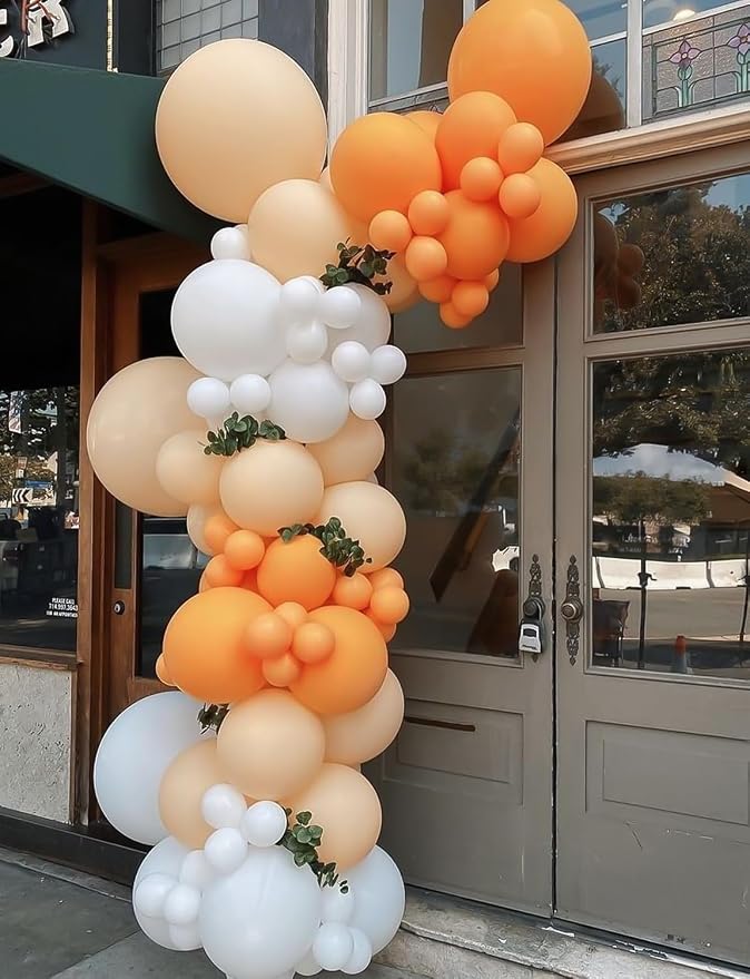 Orange and White Balloons, 12 Inch Fall Balloons - Image 9