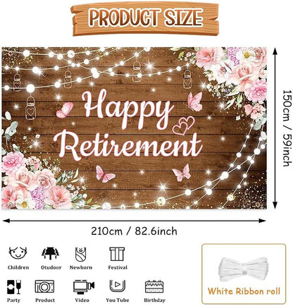 AIBIIN Rustic Retirement Backdrop Happy Retirement Photography Background Pink - Image 2