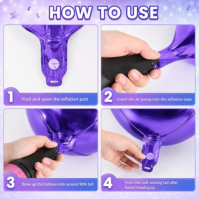 Blue Purple Round Foil Balloons, Metallic Blue Purple Soccer Foil Baloon - Image 3