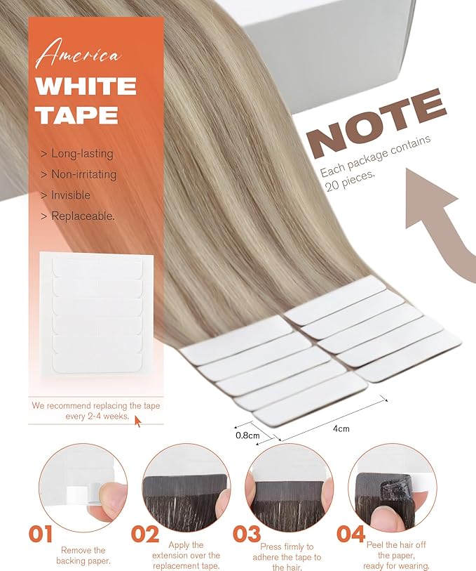 Sunny Hair Blonde Tape in Hair Extensions Human Hair Ash Blonde Highlight Bleach Blonde Hair Extensions Tape in 26 Inch Remy Tape in Txtensions for Women Wedding 20Pcs 50g
