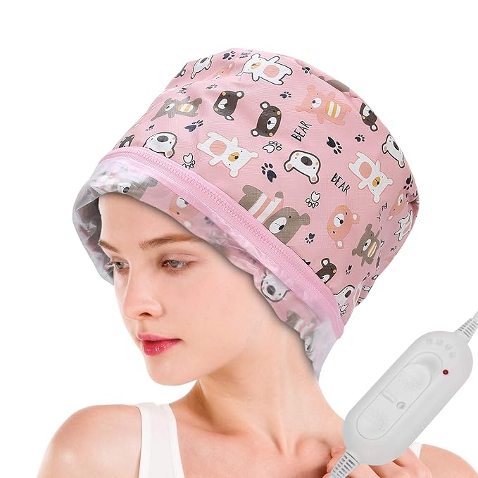 Electric Hair Heating, Oil Treatment Steamer Hat Electric Hair Steamer Adjustable Heat Steam Detachable Care Toolus Plug 110V