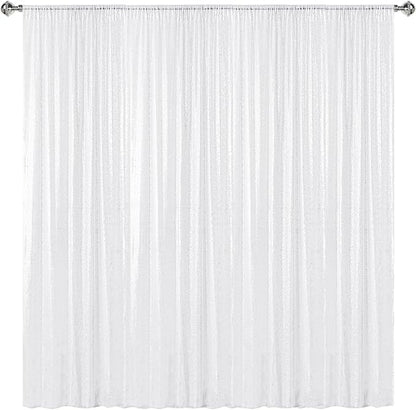 Sugargirl White Sequin Backdrop Curtain 7FTx7FT Glitter White Background Drapes by Sugargirl