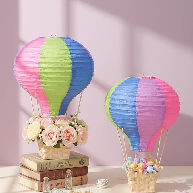 Meooeck 8 Sets Hot Air Balloon Tables Centerpieces, Rainbow Colors | Classroom - Image 5