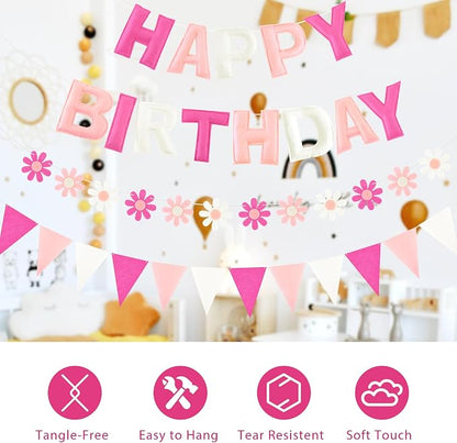 CANREVEL 3 PCS Pre-Strung 3D Happy Birthday Banner Decorations, Happy Birthday - Image 4