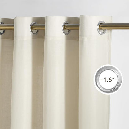 NICETOWN Bone White Linen Sheer Bedroom Curtains, Grommet Thick Flax Semi Sheer - Image 2