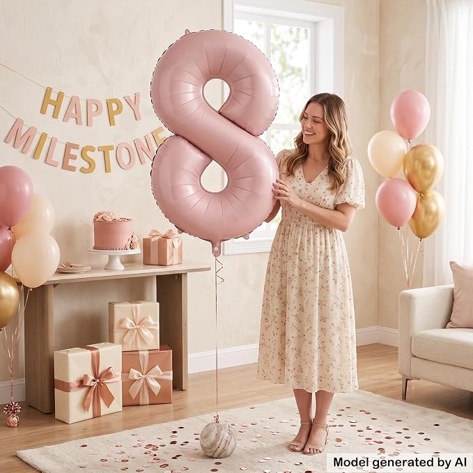 40 Inch Light Pink Foil Number 8 Balloon - Image 5