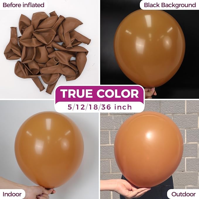 Bezente Brown Balloons Latex Party Balloons 100 Pack 12 inch | Neutral Coffee - Image 2