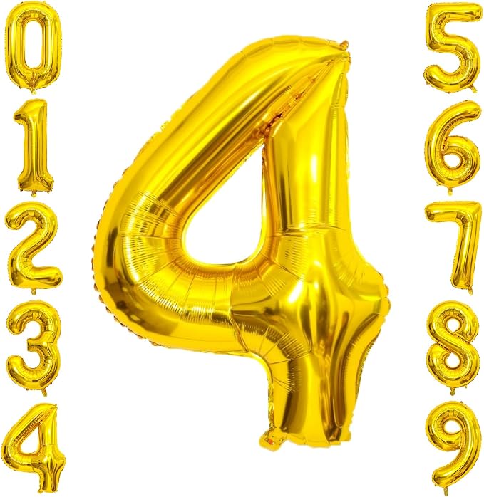 Gold Number Balloons Birthday Balloons by United-UnicornsParty