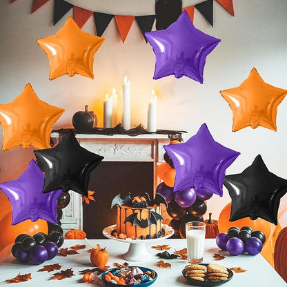 Purple Black Orange Star Foil Balloons, 18 Inch Large Metallic Stars Balloons - Image 5