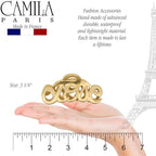 Camila Paris CP3287 French Hair Clip for Women, 3.25 inch Girls Hair Claw Clips Jaw Gold Cellulose, Fashion Durable and Styling Hair Accessories for Women, Strong Hold No Slip Grip, Made in France