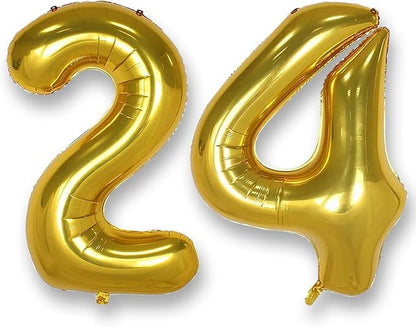 AULE 40 Inch Gold 24 Balloon Number Foil 0-9 Birthday Big Numbers | Birthday by AULE