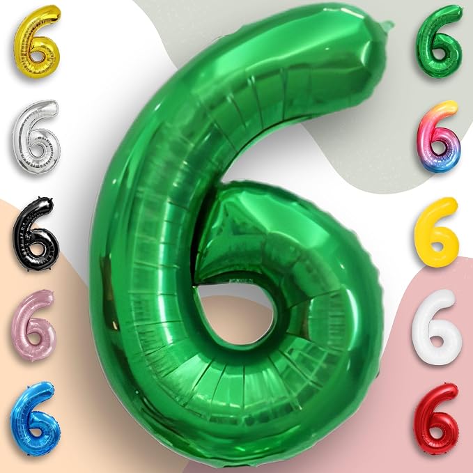 Green Number Balloon 6 Mylar Foil Balloons 16 inch - Image 6