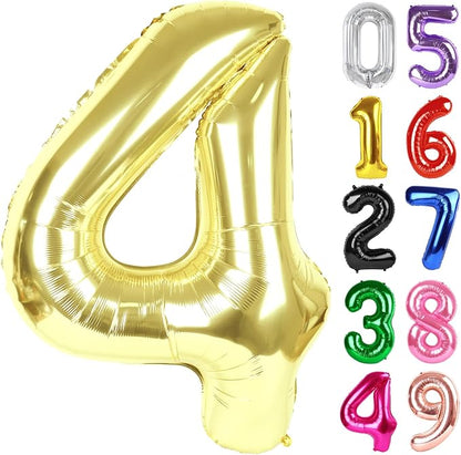 Light Gold Number 4 Balloon 40 Inch, 4th Birthday Decorations Men Women | Foil by IWERP