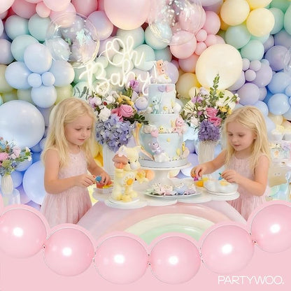 PartyWoo Pastel Linking Balloons 100pcs 12 Inch Rainbow Link Balloons | - Image 8