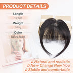 Benehair Clip on Bangs for Women Human Hair, Fake Bangs Clip Human hair, French Bangs Clip in Hair Extensions Hair Pieces with Temples for Daily Wear (Natural Black)