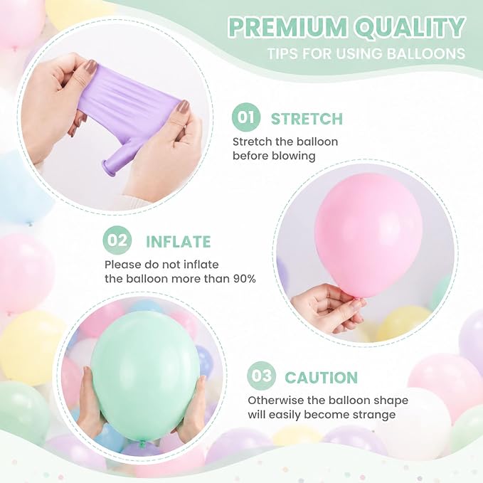 Pastel Rainbow Balloons Garland Kit, 12 Inch Macaron Latex Balloons - Image 3