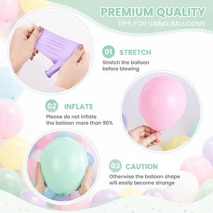 Pastel Rainbow Balloons Garland Kit, 12 Inch Macaron Latex Balloons - Image 3