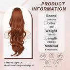 Ponytail Extension, Drawstring Ponytail Extension for Women 26 Inch Long Wavy Pony Tails Hair Extensions Synthetic Clip in Ponytail Hairpiece for Women(350#)
