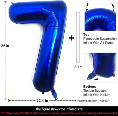 Lovoir 40 Inch Navy Blue Number 7 Balloon Large Size Jumbo Digit Mylar Foil - Image 2