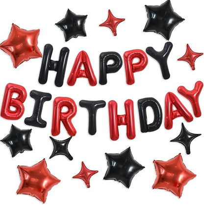 TONIFUL 35PCS 16 Inch Black Red Happy Birthday Balloon Black Red Happy Birthday by TONIFUL