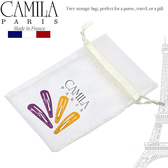 Camila Paris CP1330A French Hair Barrettes Clips, Snap Hair Slides Clic Clac for Women, Styling Girls Side Slide-in Metal Snap Pin Hair Accessories for Women. Strong Hold, No Slip Grip, Made in France