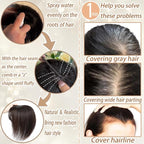 Amchoice Hair Toppers for Women Real Human Hair, Bangs Hair Clip 360° 3D Cover Bangs, Human Hair Toppers for Women Daily(Dark Brown, 3D Side Bangss (5 * 9))