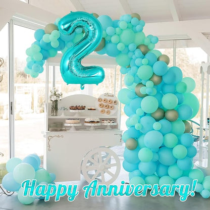 Teal Blue Number 2 Balloon, 40 Inch Big Large Foil Helium Number Balloons - Image 7