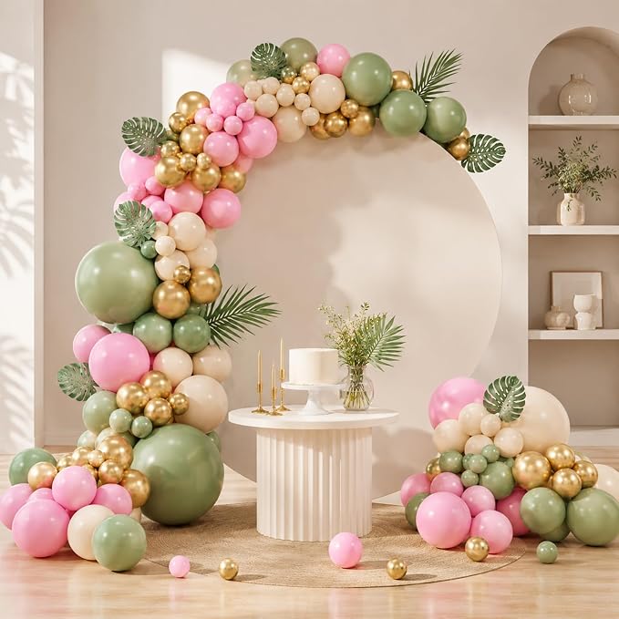 Pink and Green Gold Balloon Arch Kit - Image 9
