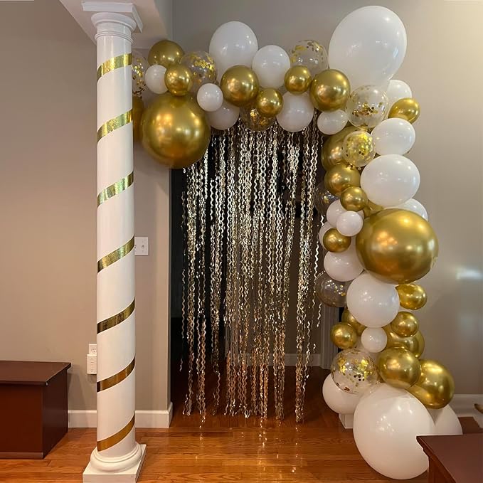 Balloons White and Gold, 60 Packs 12 Inch Metallic Gold Balloons Pearl White - Image 4